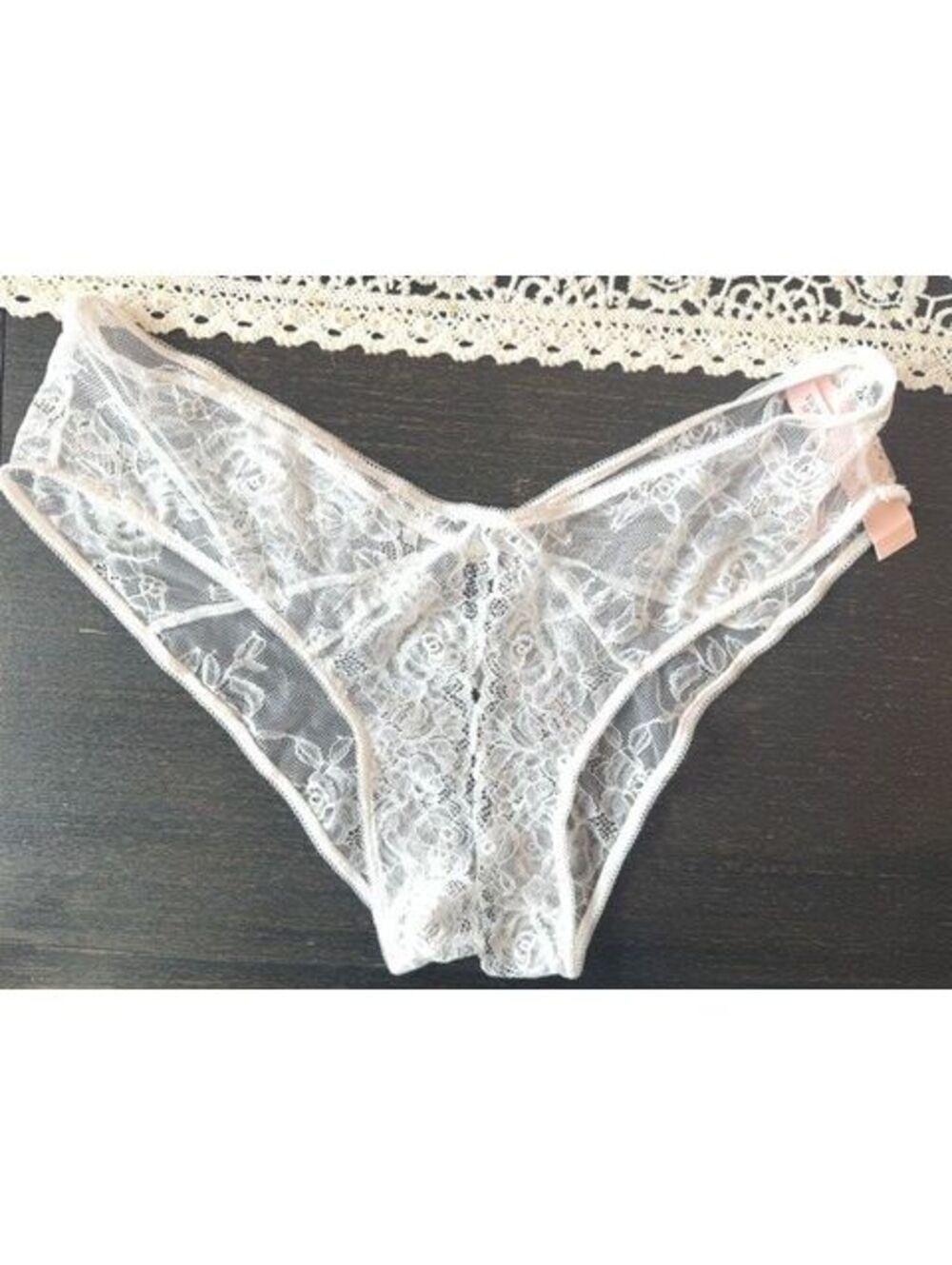 NWT Victoria's Secret crotchless lace white panties size XL Bridal sexy NEW